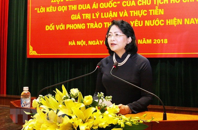Phó Chủ tịch nước Đặng Thị Ngọc Thịnh phát biểu khai mạc hội thảo. (Ảnh: Nguyễn Dân/TTXVN)