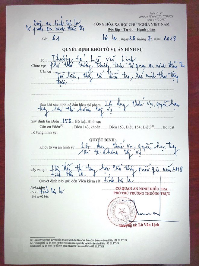Khởi tố vụ sai phạm tại Hội đồng thi THPT Quốc gia tỉnh Sơn La