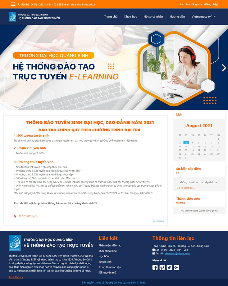 Nghiên cứu xây dựng hệ thống đào tạo trực tuyến ở Trường đại học Quảng Bình