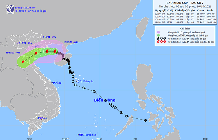 Bão số 7 và không khí lạnh khiến Bắc Bộ và Bắc Trung Bộ có mưa to đến rất to