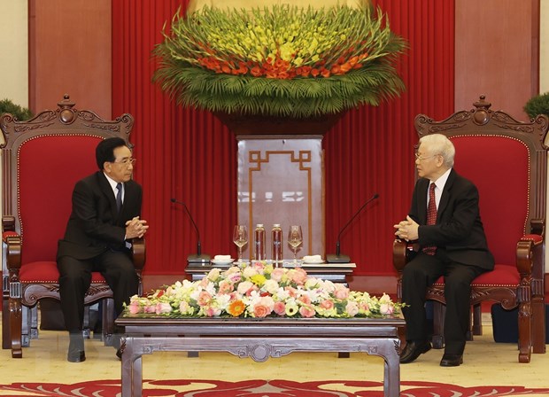 Tổng Bí thư Nguyễn Phú Trọng tiếp Thủ tướng Lào Phankham Viphavanh