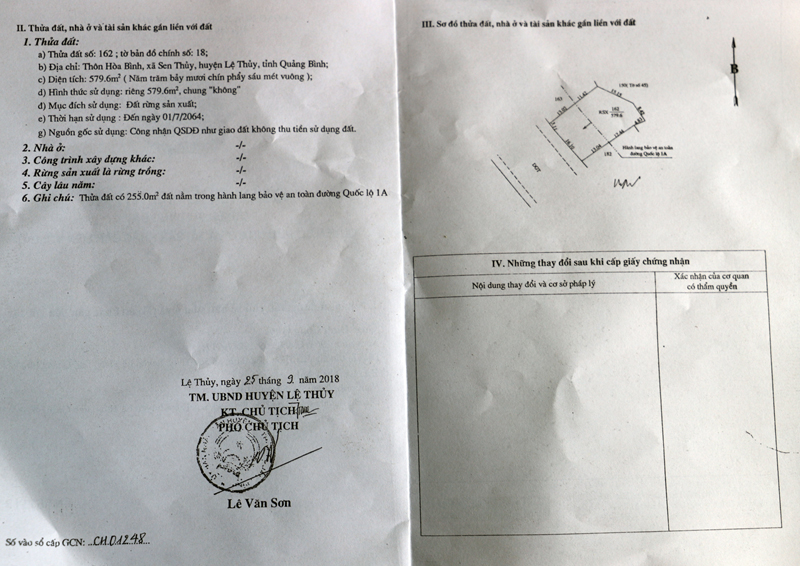 Hồ sơ cấp đất cho ông Quý được giải quyết 