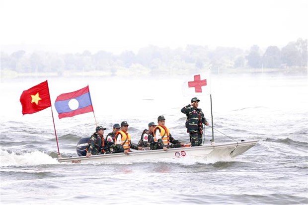 Gần 500 chiến sỹ Lào-Việt Nam-Campuchia diễn tập cứu hộ, cứu nạn
