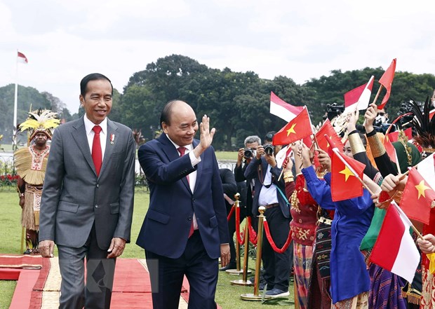 Tổng thống Indonesia chủ trì lễ đón Chủ tịch nước Nguyễn Xuân Phúc