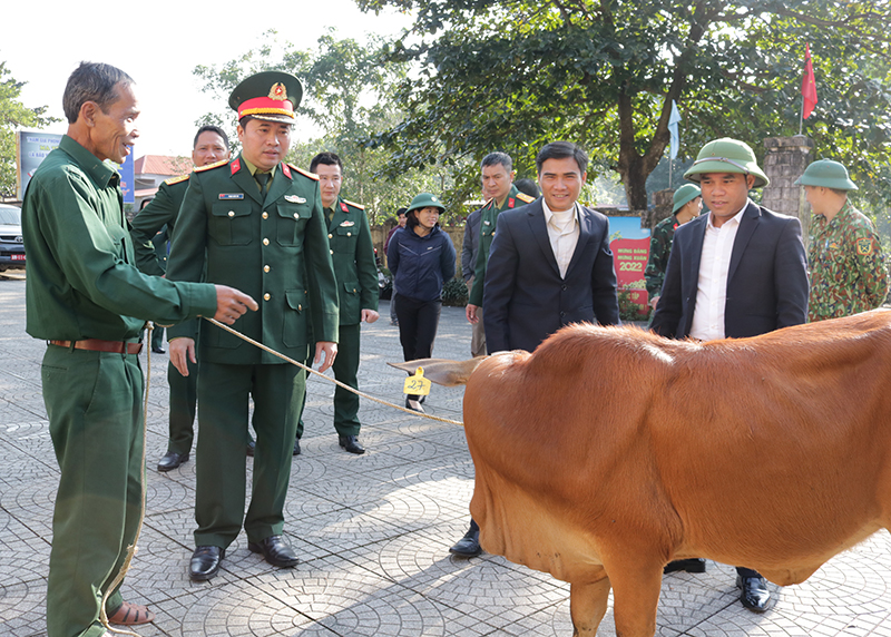 Bàn giao bò giống cho hộ nghèo ở xã Ngân Thủy