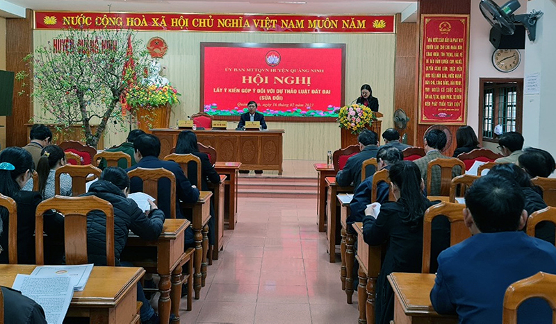 Ủy ban MTTQVN huyện Quảng Ninh: Lấy ý kiến góp ý đối với dự thảo Luật Đất đai (sửa đổi)