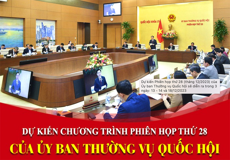 Dự kiến chương trình phiên họp thứ 28 của Ủy ban Thường vụ Quốc hội