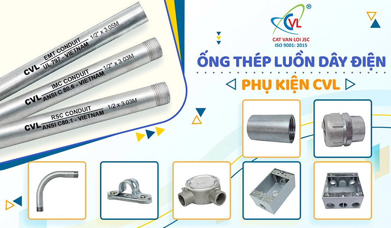 Ống luồn dây điện EMT chống cháy của Cát Vạn Lợi bảo vệ hệ thống điện công trình