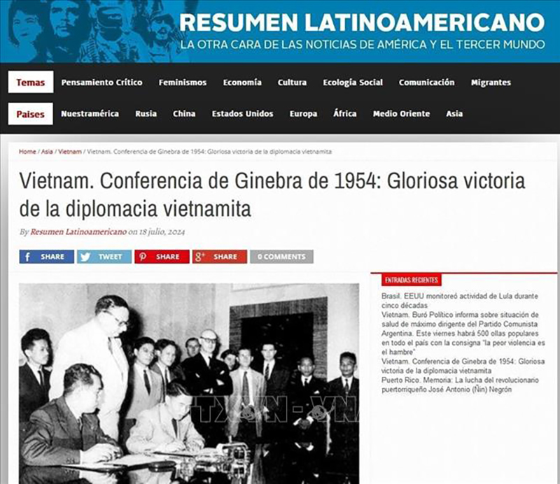 Truyền thông Argentina đánh giá cao ý nghĩa của Hiệp định Geneva năm 1954
