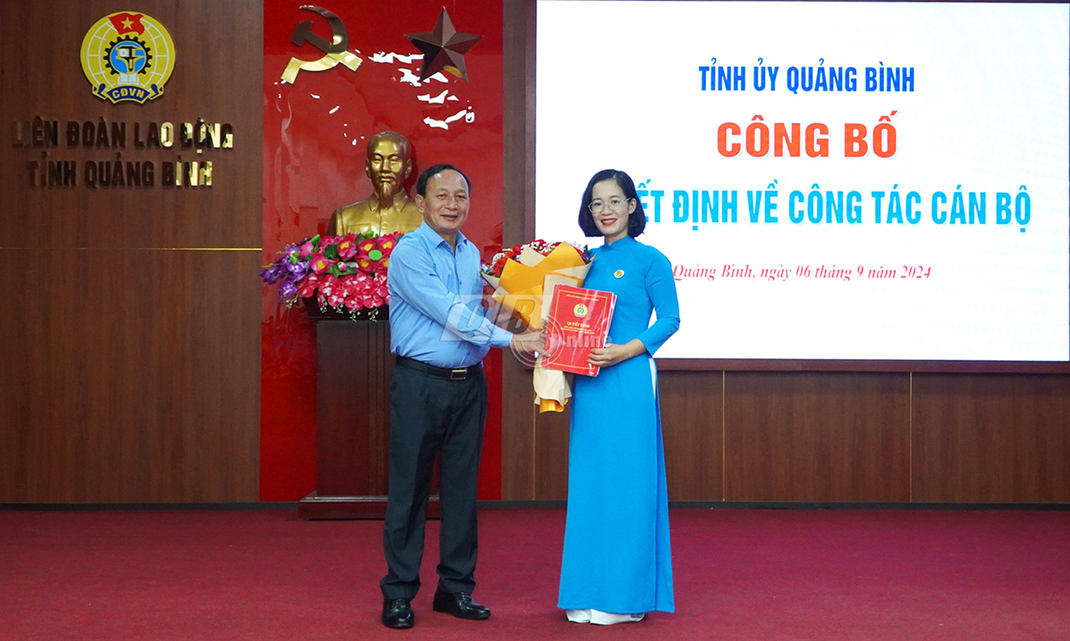 Công bố quyết định điều động cán bộ giữ chức vụ Chủ tịch Liên đoàn Lao động tỉnh