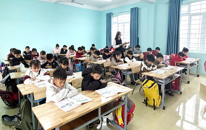 Học sinh điểm trường Tân Mỹ đã đến học tại điểm trường chính